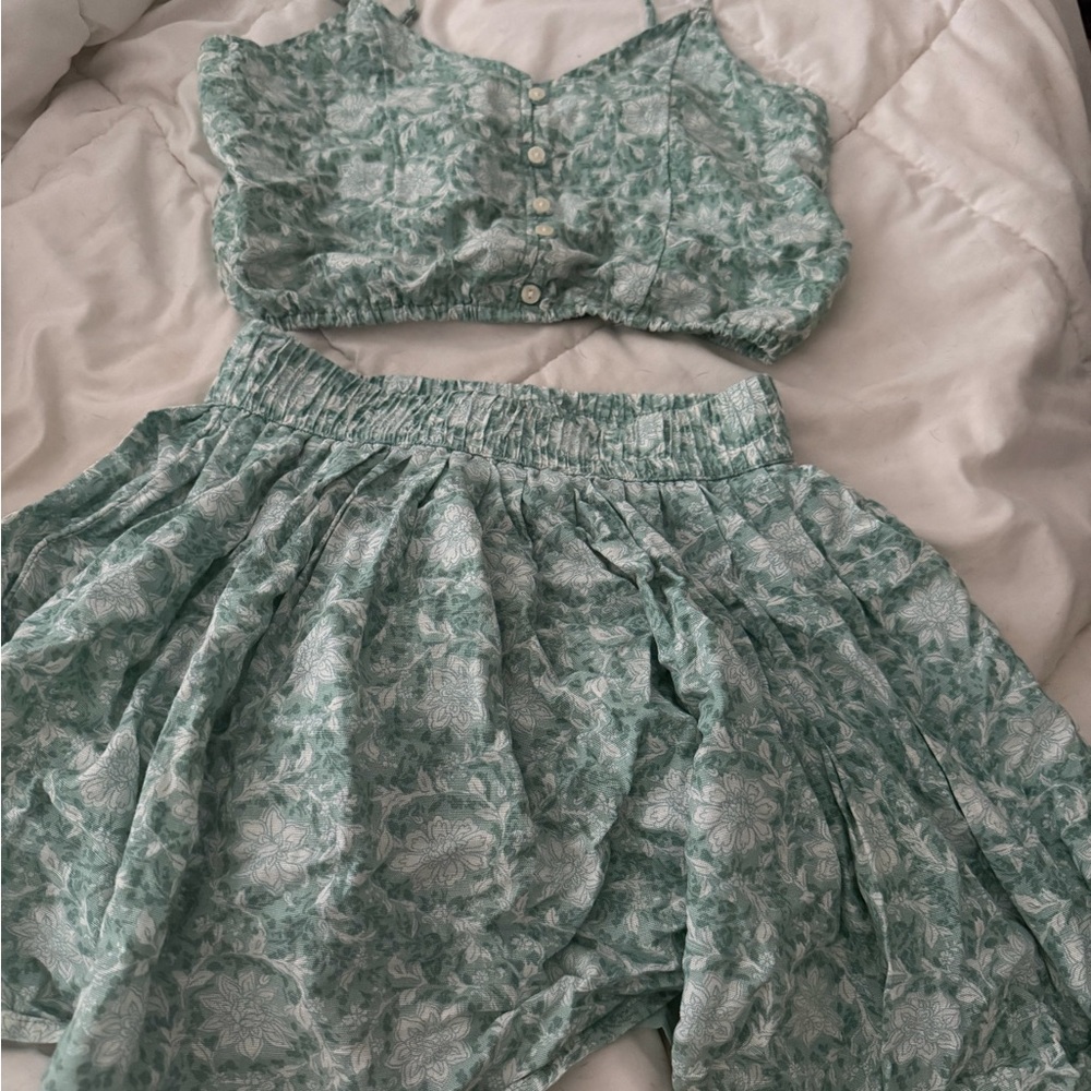 American Eagle Outfitters Seafoam Green Printed Mini Skirt